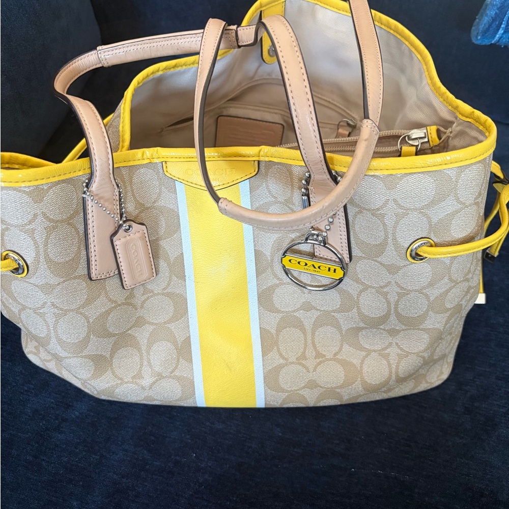 Coach Tan and Yellow Satchel
